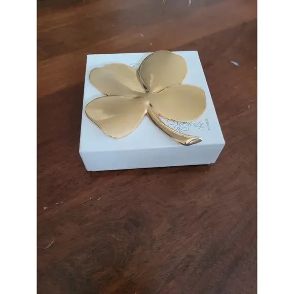 Vintage Gerity 24K Gold Four Leaf Clover Paperweight - Picture 1 of 7
